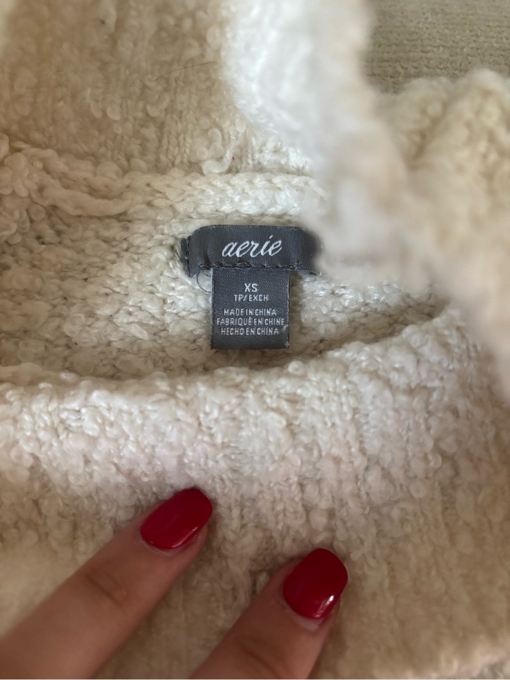 aerie Cream Sherpa/Bucle Oversized Turtleneck Sweater